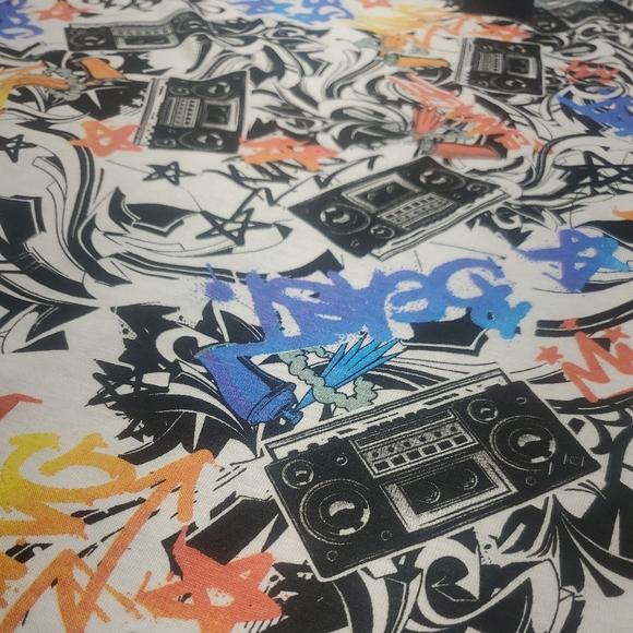 Sacred Crown boys XL radio graffiti print all over short sleeve t shirt - Picture 2 of 7